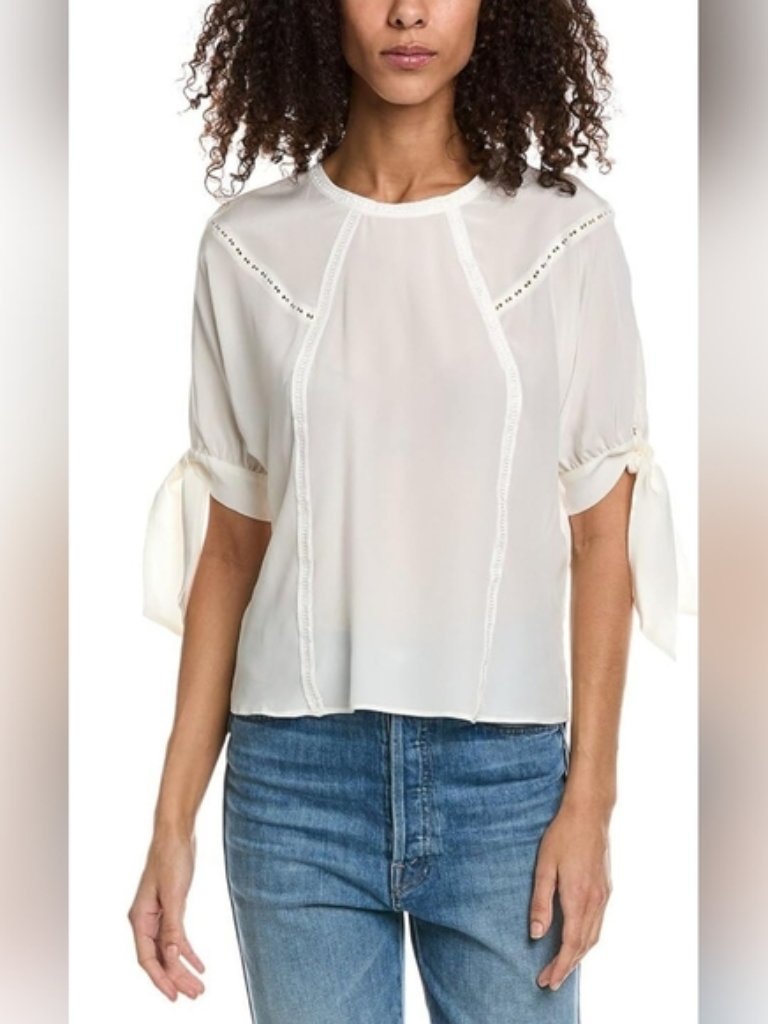 Quiet Luxury $275 Nwt Silk Blouse Size Small